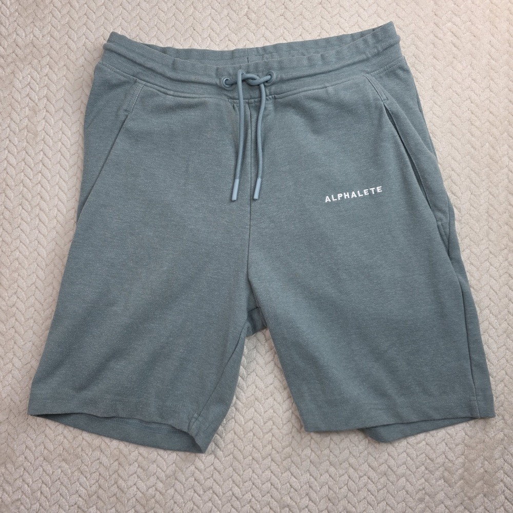 Alphalete Mens Athletic Lounge Shorts Green Large Drawstring Logo 1408